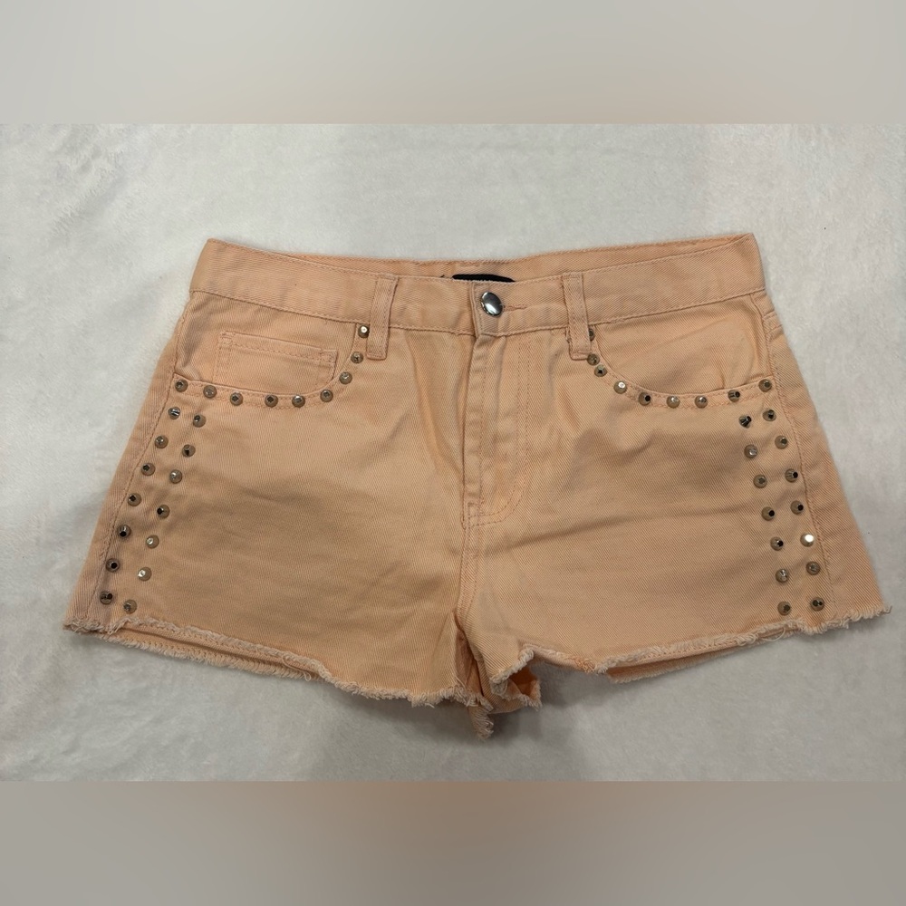 Forever 21 Orange Jean Shorts with Studded Details